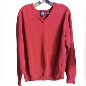 Gap V Neck Knit Cotton  Pullover Sweater Red Size Medium